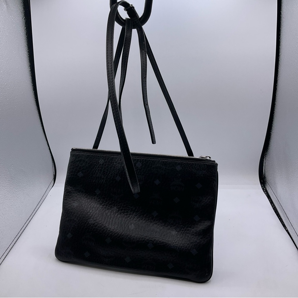MCM Visetos Black Crossbody Leather Monogram Bag
